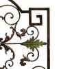 Domed Top Leaf Patterned Single Panel Metal Fire Screen, Bronze and Green