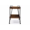 Industrial Style Ash Wood Mobile Serving Bar Cart, Brown and Black