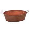 Oval Shape Hammered Pattern Metal Tub with Two Side Handles, Copper
