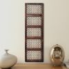 Decorative Mango Wood Wall Panel with See Through Circular Pattern, Brown