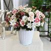 Beautiful Artificial Flowers Basket Silk Flowers Fake Flowers White