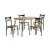 Industrial Style 5 Piece Dining Table Set Of Wood And Metal, Brown And Black