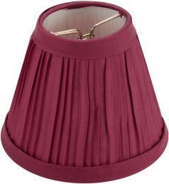 Pleated Cloth Covered Lampshade 2.5 X 4 X 5 Inches Burgundy