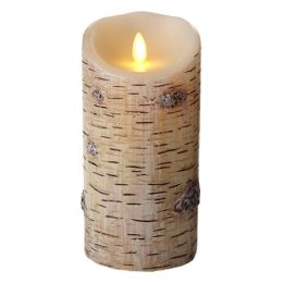 Flameless Led Candle - Textured Birch Bark Pillar - 7-Inches