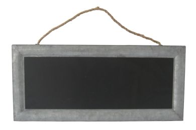 Cheung's Rectangular Chalk Board with Galvanized Metal Frame and Hanging Rope