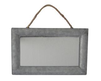 Rectangular Mirror with Galvanized Metal Frame and Hanging Rope