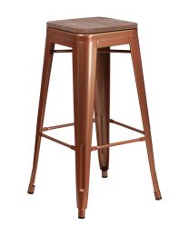 Flash Furniture 30" High Backless Barstool with Square Wood Seat - Copper