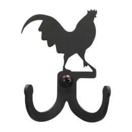 Village Wrought Iron Rooster Double Silhouette Wall Hook