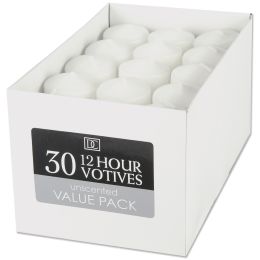 Unscented Wax 12 Hour Votive Candles 1.3"X1.8" 30/Pkg-White