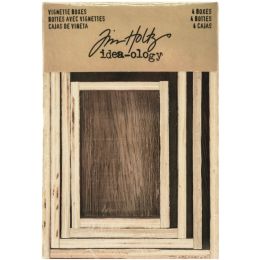 Idea-Ology Wooden Vignette Boxes 4/Pkg-Brown