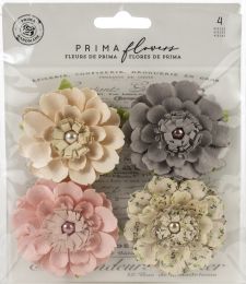 Prima Marketing Mulberry Paper Flowers  -Heart & Home/Spring Farmhouse, 4/Pkg