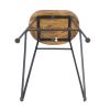 Mango Wood Saddle Seat Bar Stool With Iron Rod Legs, Brown and Black