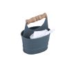 Iron Toilet Caddy With Wooden Handles and Toilette Front, Dark Gray