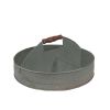 Galvanized Divided Serving Tray With Wood Handle, Gray