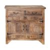 Farmhouse Style 2 Drawer Wooden Cabinet with Dual Door Storage, Brown