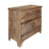 Farmhouse Style 2 Drawer Wooden Cabinet with Dual Door Storage, Brown