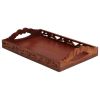 Benzara Carved Wooden Serving Tray With Handles, Brown