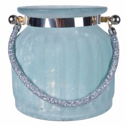 Blue Frosted Vase with Sparkling Handle
