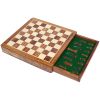 Benzara Wooden Chess Set With Felted Storage, Brown And Beige