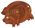 Benzara Pig Shape Labyrinth ball maze puzzle game In Wood, Brown