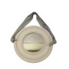 Round Mango Wood Mirror Frame With Cloth Handle, White and Gray